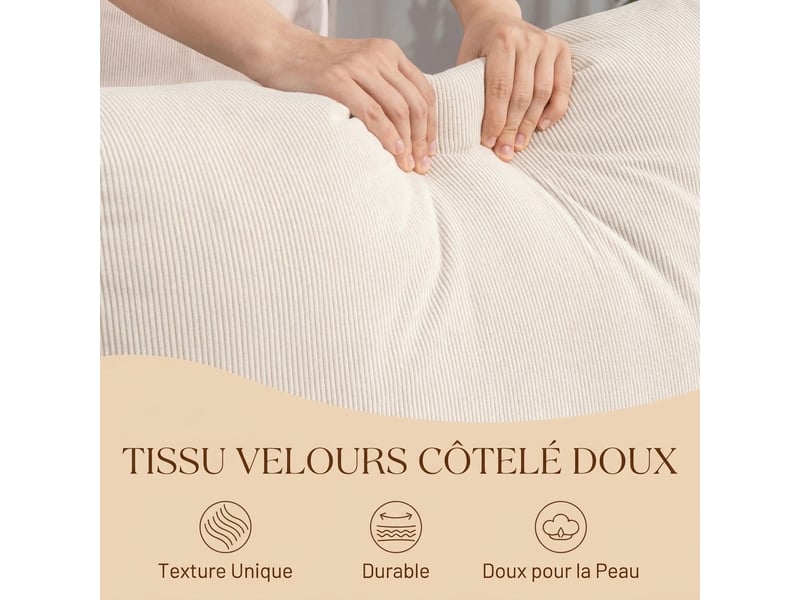  Fauteuil à bascule crème avec repose-pieds intégré, dossier réglable et coussin lombaire pour salon et chambre  - Conforama R