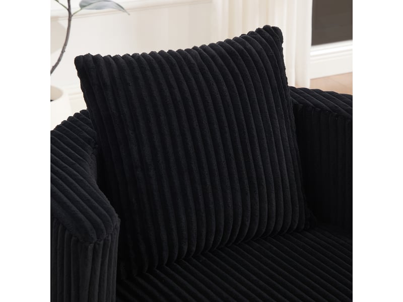  Canapé fauteuil pivotant 360° en velours côtelé noir avec rangement sous l'assise et mousse haute densité  - Conforama E