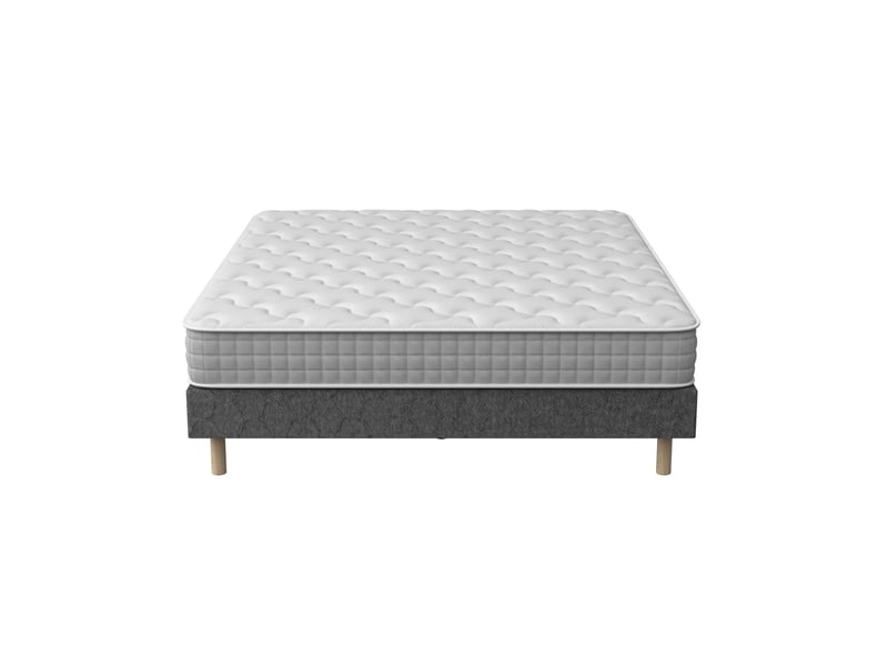  Sommier tapissé 180x200 + matelas à ressorts ensachés 20cm, 9 pieds inclus  - Conforama D