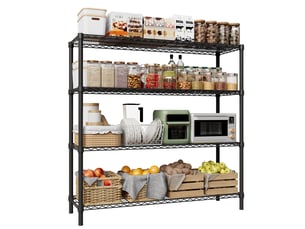 Rayonnage à fil métallique robuste - 4 niveaux réglables, charge 1200 kg - cuisinegaragebureau - l 120 x l 45 x h 150 cm