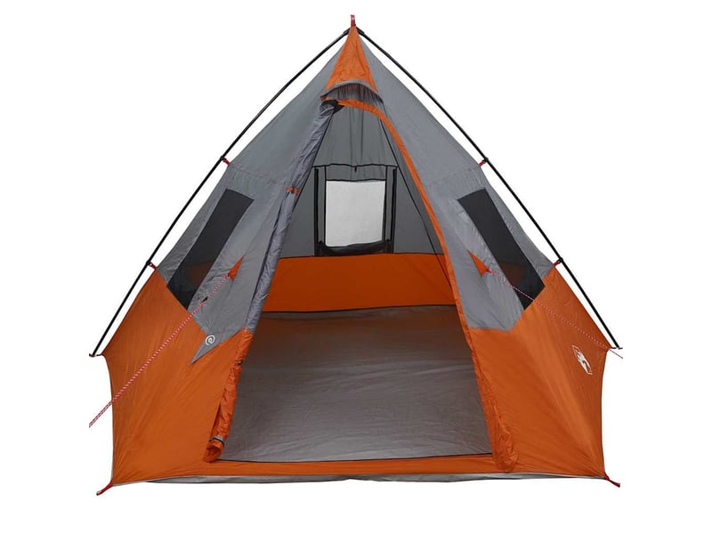  Tente tipi, tente de camping 6 personne imperméable gris et orange taffetas  - Conforama D