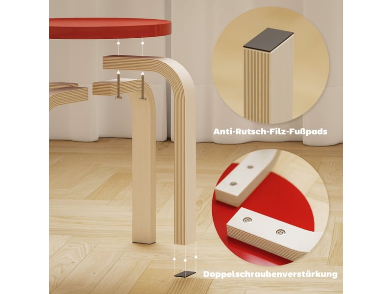 Lot de 4 tabourets empilables,36x36x30 cm,contreplaqué de bouleau,multicolore - Conforama E