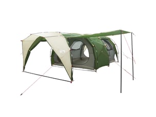 Tente tunnel, tente de camping 6 personne vert polyester 185t avec revêtement pu