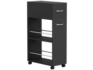 Chariot de cuisine desserte sur roulettes avec 1 tiroir et 2 étagères ouvertes pour salle à manger noir 25 x 50 x 85 cm