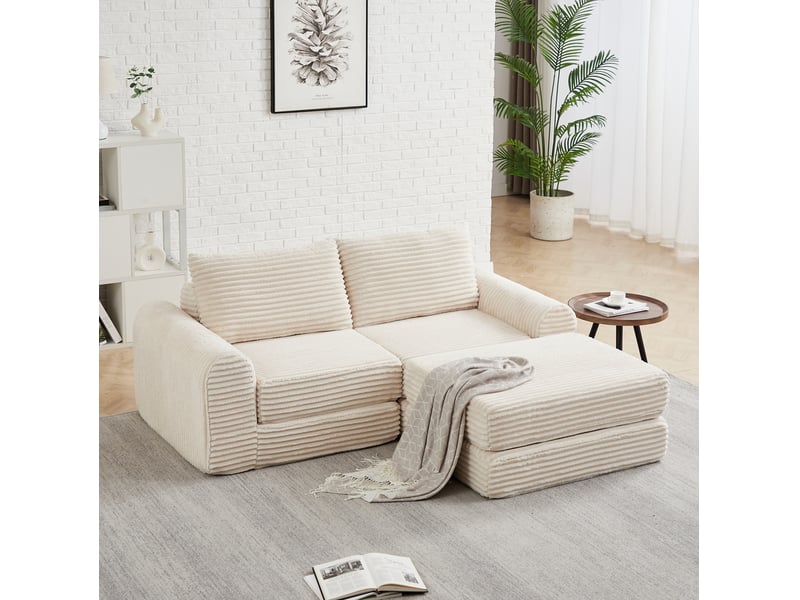 Canapé-lit modulable 2 places 194x169,5x74 cm beige - Conforama B
