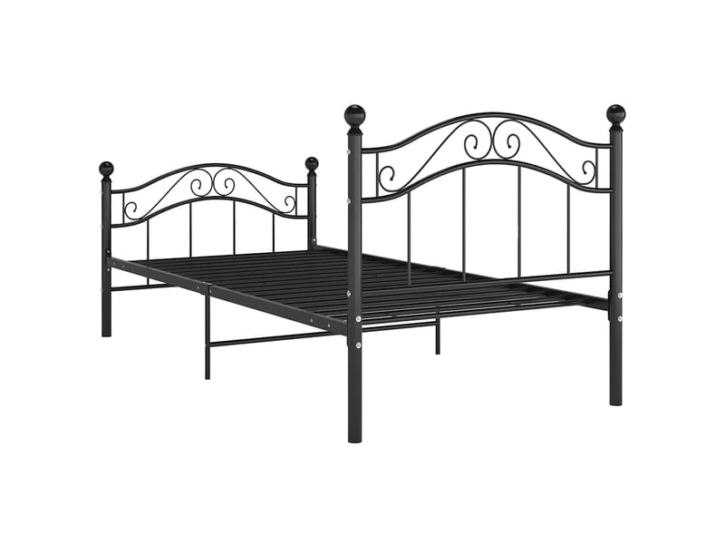  Lit simple- lit adulte -  cadre de lit sans matelas noir métal 100x200 cm  - Conforama D