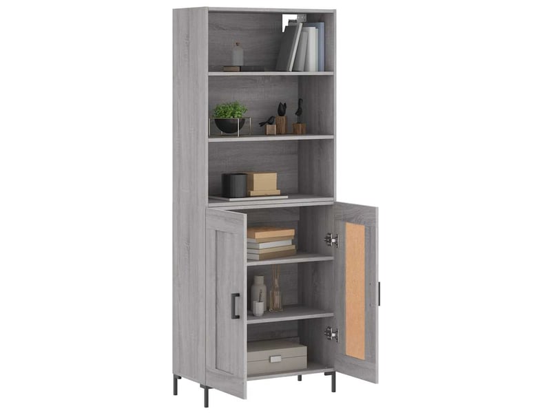  Buffet haut - bahut - meuble de rangement sonoma gris 69,5x34x180 cm bois d'ingénierie  - Conforama C