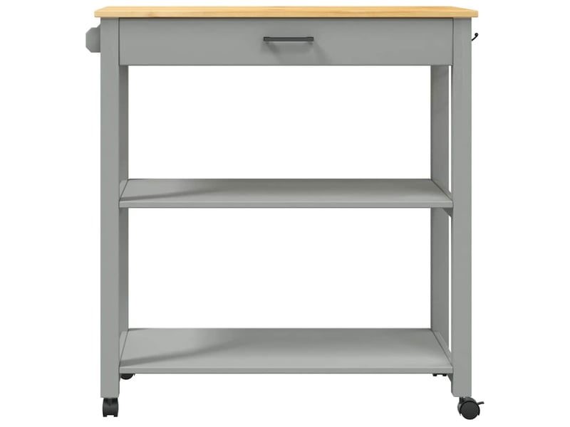  Desserte de cuisine, chariot de rangement 84x40x88,5 cm gris bois massif de pin shl38521  - Conforama E