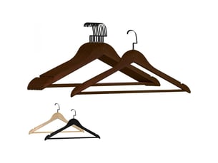 Lot de 40 cintres 44.5 cm pour vêtements adulte premium + avec crochet pivotant à 360° - bois foncé - vivezen