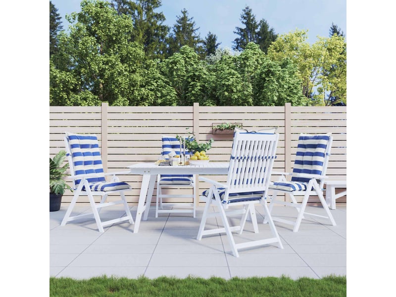  Lot de 4 coussins d'extérieur, coussins de chaise tissu bleu et blanc 120 x 50 x 7 cm cf56421  - Conforama B