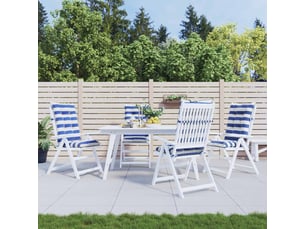 Lot de 4 coussins d'extérieur, coussins de chaise tissu bleu et blanc 120 x 50 x 7 cm cf56421