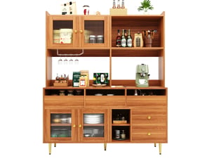 Buffet 4 porte(s) 5 tiroir(s) MEUBLIV - 145 cm coloris marron