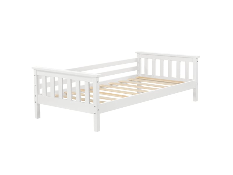  Lit pour enfant avec sommier à lattes structure en bois de pin blanc 70 x 140 cm 03_0005447  - Conforama A