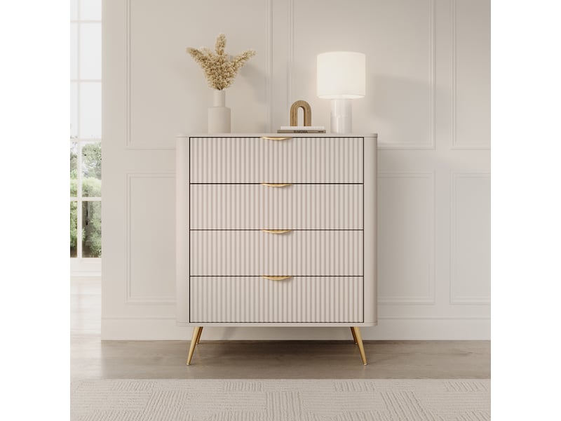  Buffet haliso, commode 4 tiroirs, 88x38x101h cm beige Haliso - Conforama B