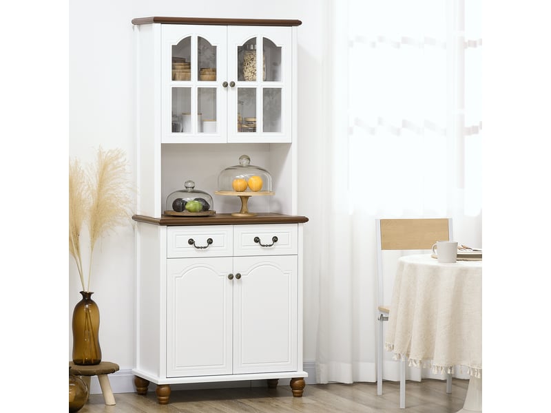  Buffet de cuisine armoire de rangement vaisselle classique 2 tiroirs 2 placards 76x38x182 cm blanc et marron T0002-01-10096 - Conforama D