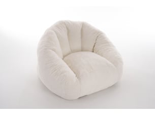 Fauteuil pouf adulte 111x123x75 cm en fausse fourrure, mousse haute densité, compressé sous vide, sans montage, siège lounge blanc crème