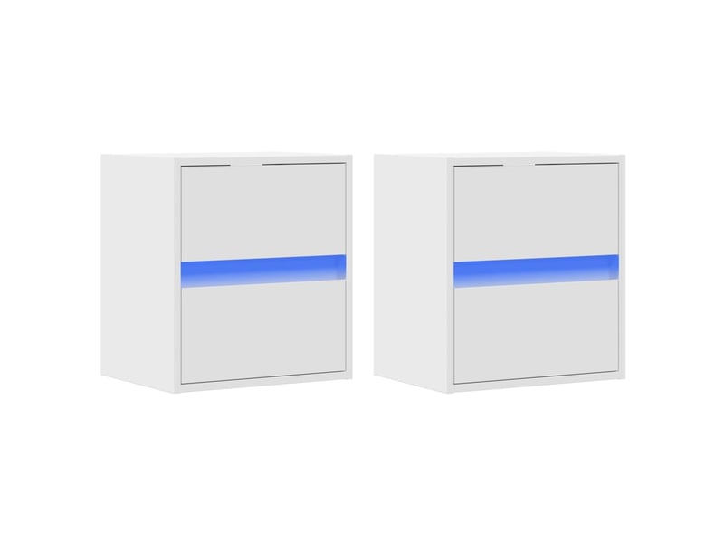 Lot de 2 meuble tv mural avec lumières led blanc 41x31x45 cm shl9815 - Conforama C