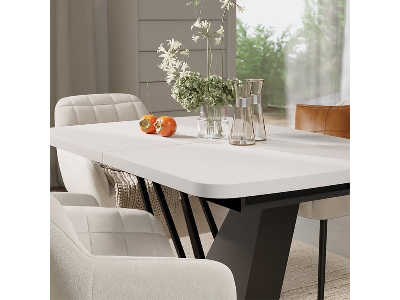  Vicco ensemble de table à manger, blancnoir, 120x80cm avec 4 chaises de salle à manger  - Conforama D