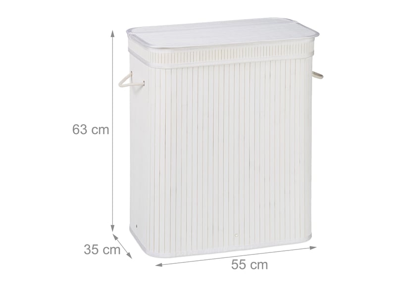  Panier à linge pratique avec couvercle 63 x 55 x 35 cm 2 compartiments aérés en bambou naturel 13_0006480  - Conforama B
