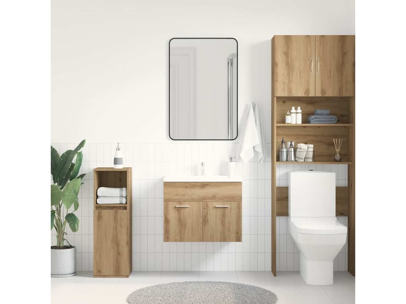  Meuble sous-vasque salle de bain en chêne massif 60x38.5x46cm bois d'ingénierie  - Conforama C