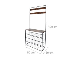 Portemanteau 2 en 1 avec étagère pour chaussures 90 x 40 x 180 cm pratique style industriel en métal noir 13_0017675