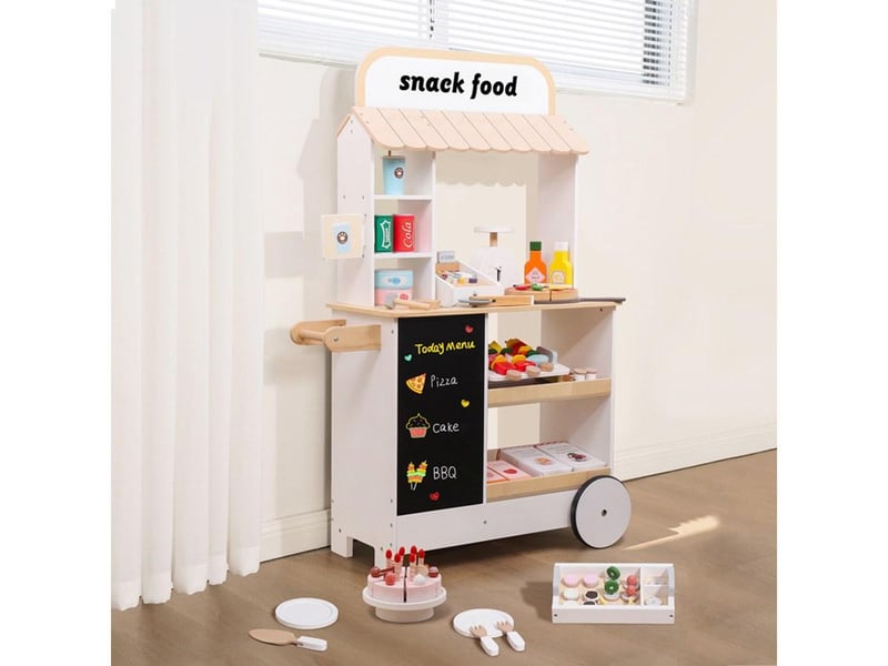 Stand de snacking en bois - avec accessoires et tableau noir - 110 cm GTK446 - Conforama B