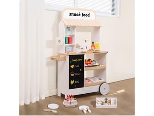 Stand de snacking en bois - avec accessoires et tableau noir - 110 cm