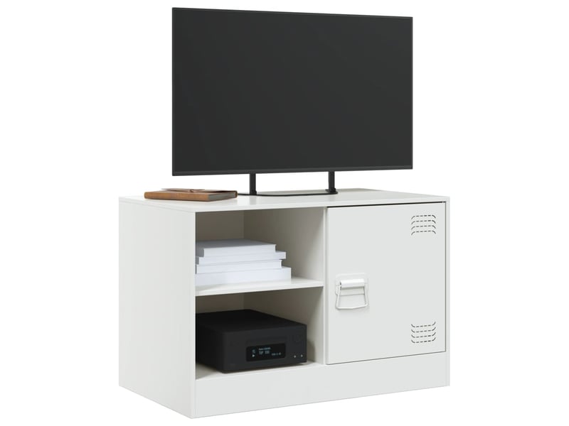  Lot de 2 meuble tv bas salon blanc 67x39x44 cm acier shl65903  - Conforama C