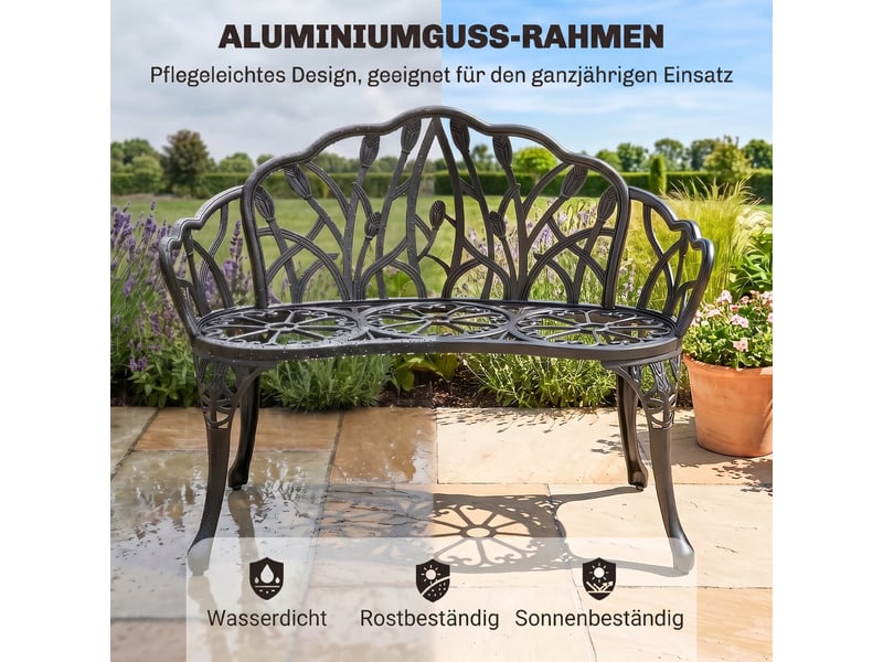  Banc de jardin 2 places en fonte d'aluminium avec dossier tulipes 99 x 57 x 78 cm  - Conforama E