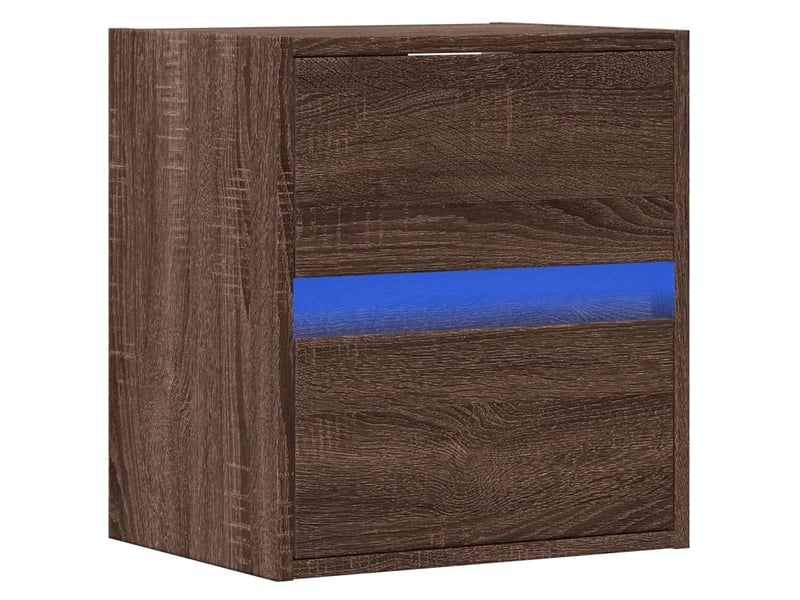  Meuble tv - banc tv - meuble de rangement mural avec lumières led chêne marron 41x31x45 cm  - Conforama C