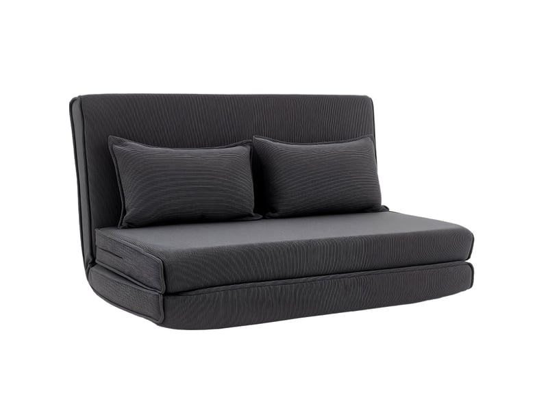  Canapé convertible au sol 2 places avec dossier réglable 5 positions et 2 coussins en velours côtelé gris foncé  - Conforama A