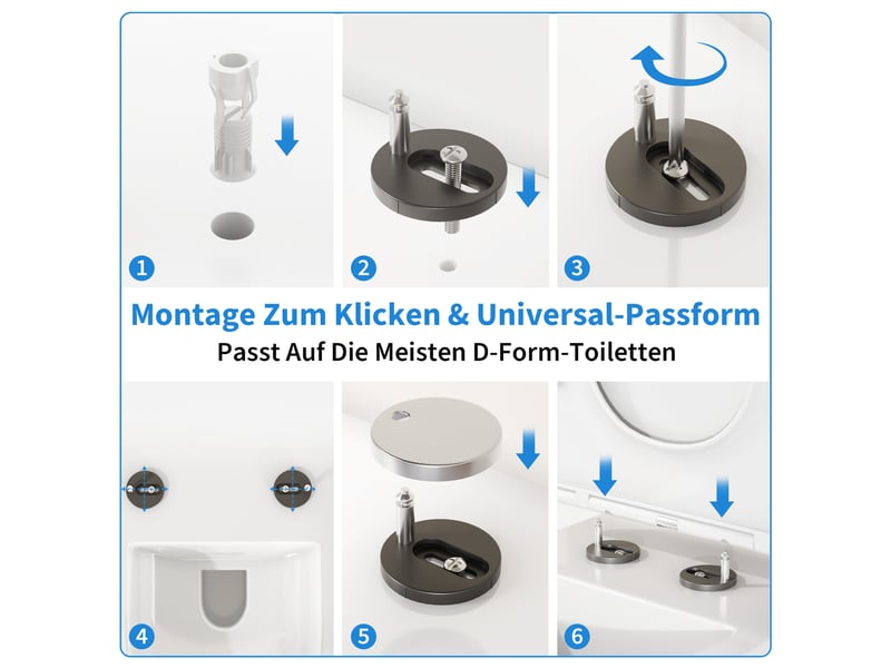  Abattant wc rond 17 pouces blanc, couvercle plat, soft-close silencieux, quick-release, fixation dessus PTH_33B5UUVR - Conforama B