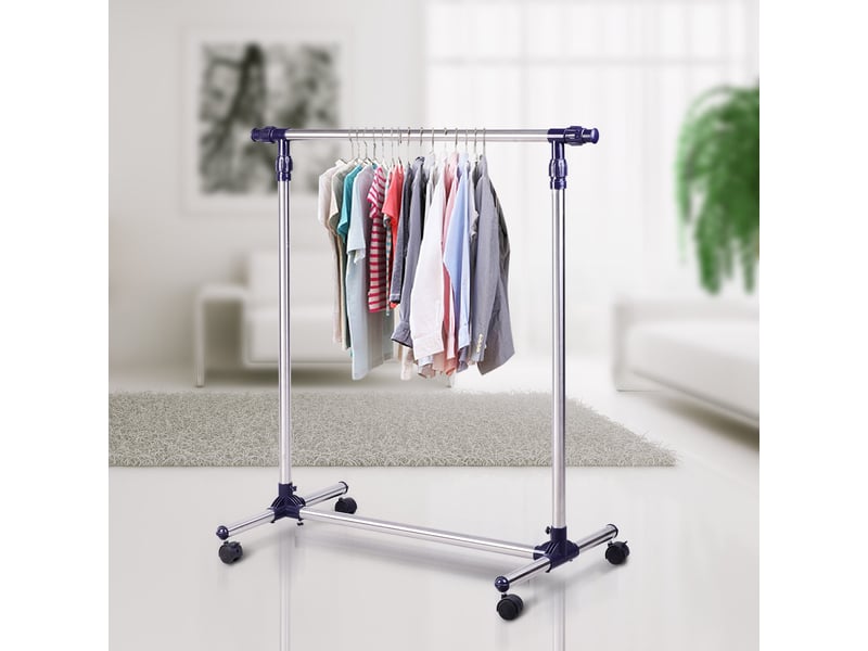  Porte-manteau, portant à vêtements sur roulettes, tringle à vêtements réglable en hauteur et extensible, étendoir à linge, armoire autoportante pour entrée, acier inoxydable, 86 x 45 x 95 cm  - Conforama C