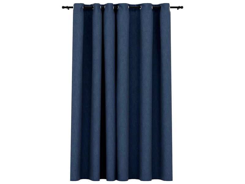  Rideau occultant, rideau black-out aspect de lin avec œillets bleu 290x245 cm cf43940  - Conforama A