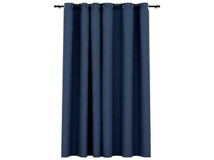 Rideau occultant, rideau black-out aspect de lin avec œillets bleu 290x245 cm cf43940