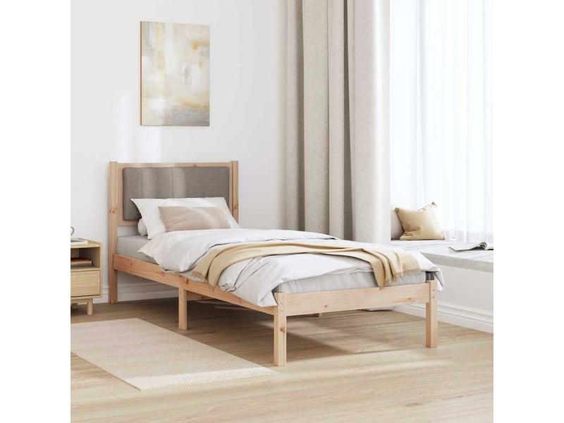  Lit simple- lit adulte -  cadre de lit avec tête de lit rembourrée taupe 80 x 200 cm  - Conforama C