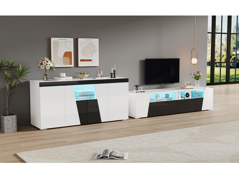 Meuble tv bas 180x38.5x45 cm avec support jusqu'à 30 kg, faible profondeur pour petit espace - Conforama W