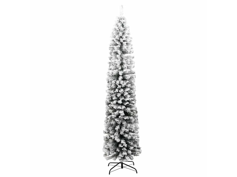  Sapin de noël artificiel, arbre de noël mince flocon de neige vert 210 cm pvc  - Conforama C