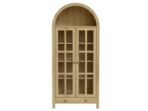 Armoire haute arquée moderne avec étagères réglables et tiroir, vitrine multifonction