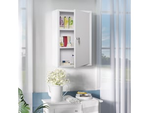 Armoire à pharmacie murale verrouillable 40x18x60 cm 3 niveaux acier blanc