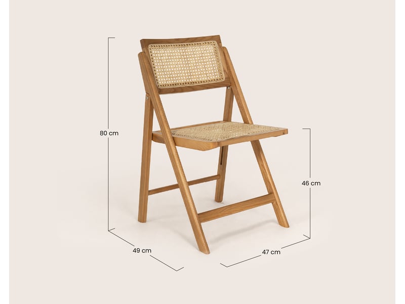  Lorenzo - lot de 2 chaises pliantes frêne massif et cannage - best mobilier - chêne LORENZO - Conforama C