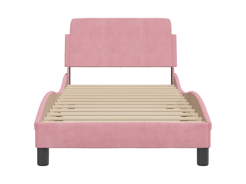  Lit simple- lit adulte -  cadre de lit avec tête de lit dover rose 80x200 cm velours  - Conforama C