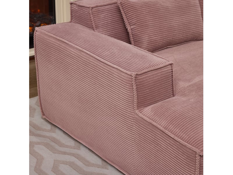 Canapé modulable droit 2pl 233x129x70 cm, meuble de salon, agréable et contemporain, avec coussins, polyester, couleur rose - Conforama E