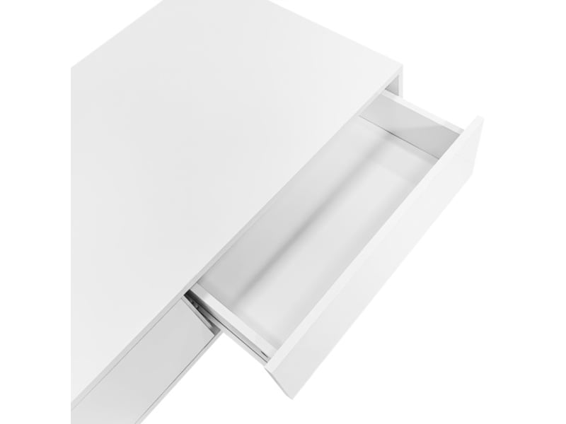  Table basse moderne bois blanc 115x55x34 cm, 2 tiroirs, led intégrée, charge 30 kg — élégante  - Conforama D