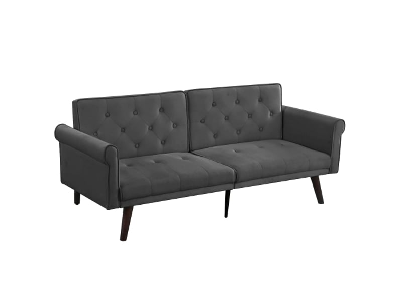  Canapé-lit 2 en 1 réglable gris – canapé convertible, dossier inclinable, multifonction salon et chambre  - Conforama A