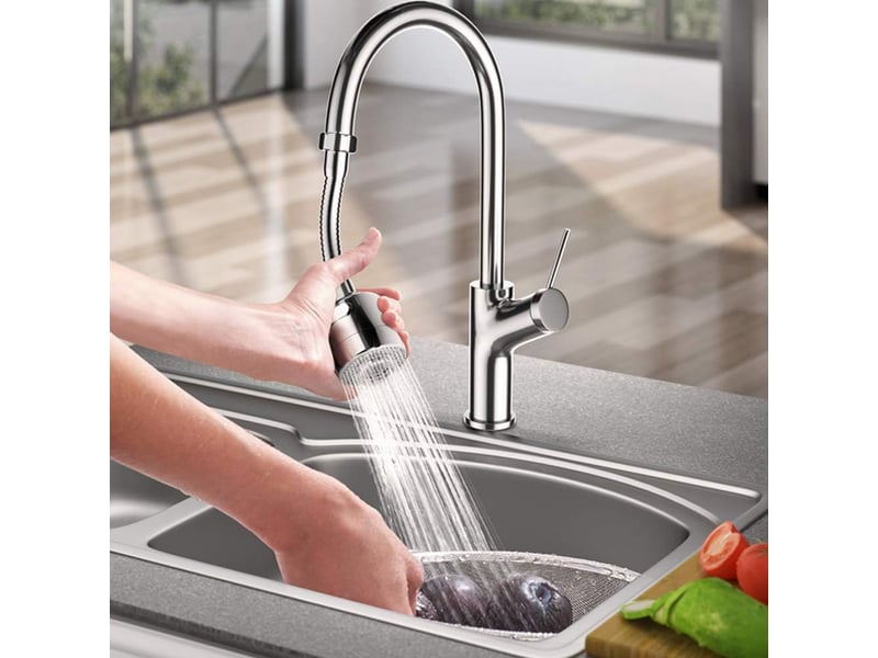  Aérateur de robinet pivotant à 360 degrés qoosea, 2 modes réglables, filtre de douche, pulvérisateur pour cuisine et salle de bain (long)  - Conforama C