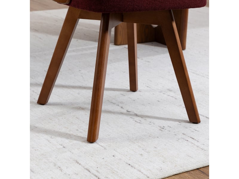  Ensemble de 2 chaises en bois modernes, sièges pivotants, dossiers incurvés, coussins coton-lin – wine red linen  - Conforama E