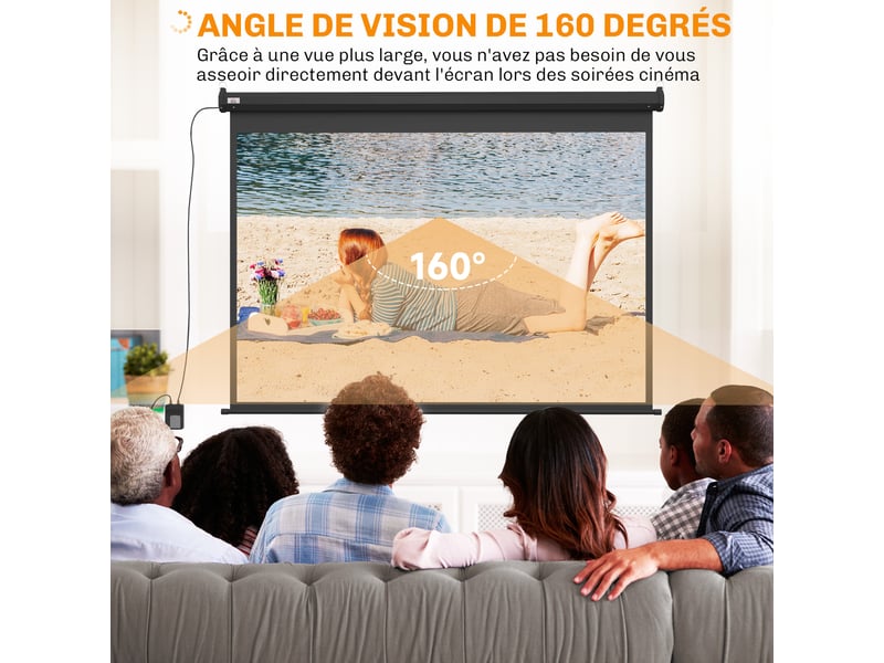  Écran vidéoprojecteur motorisé et électrique 84 pouces, panneau de commande et télécommande, 4:3 4k hd  - Conforama E