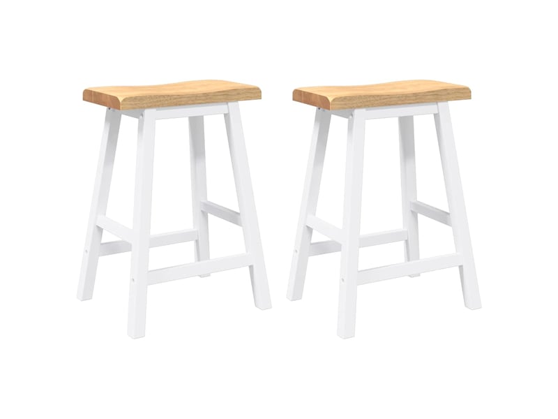  Lot de 2 tabouret de bar, chaise de bar en bois massif blanc et caoutchouc shl64195  - Conforama A
