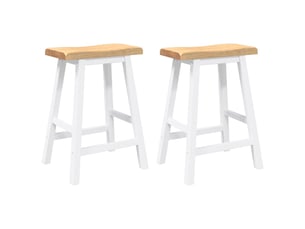 Lot de 2 tabouret de bar, chaise de bar en bois massif blanc et caoutchouc shl64195